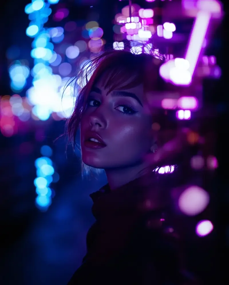 霓虹夜语 · 夜景人像写真作品 - 秀人美女